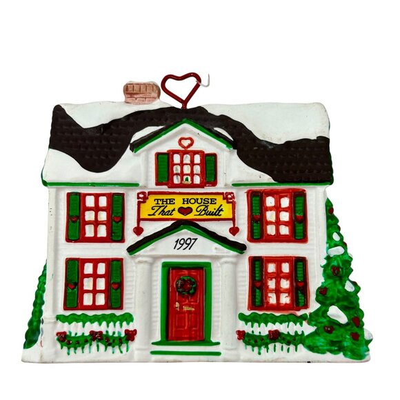 Vintage Christmas Ornaments - Dept. 56 1997 Ceramic House & Jingle Bell Wreath - Picture 6 of 10